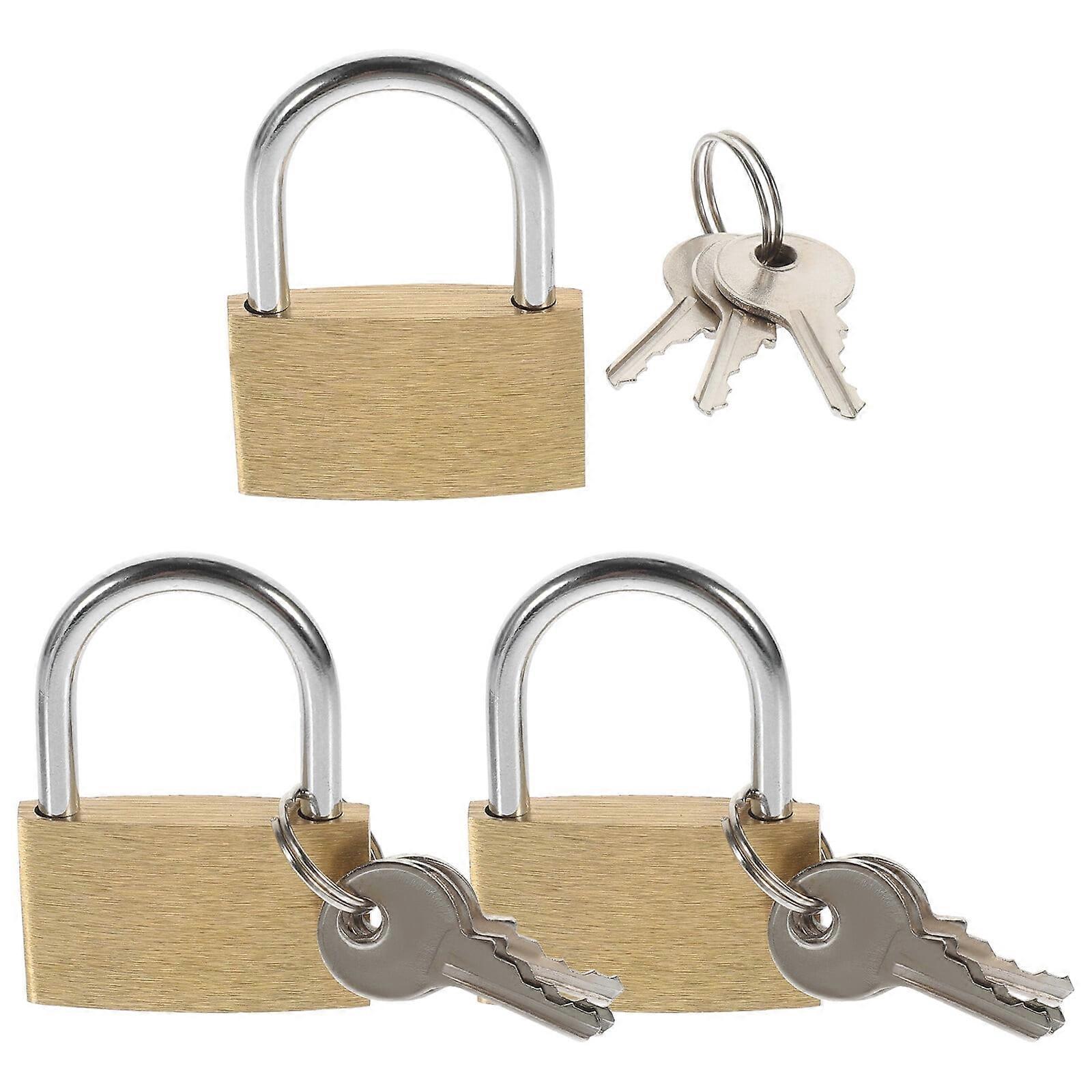 3-Pack Keyed Padlock, Waterproof and Rustproof, Solid Brass Lock with 1.53" Wide Body, Padlock with Keys for Storage Unit, Sheds, Garages and Fence