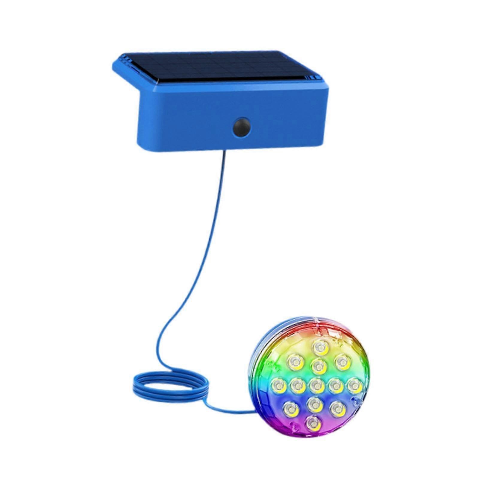 Underwater Pool Solar Light RGB Lighting, 1m Cable, IP68 Waterproof, Remote, Lightweight, Multipurpose