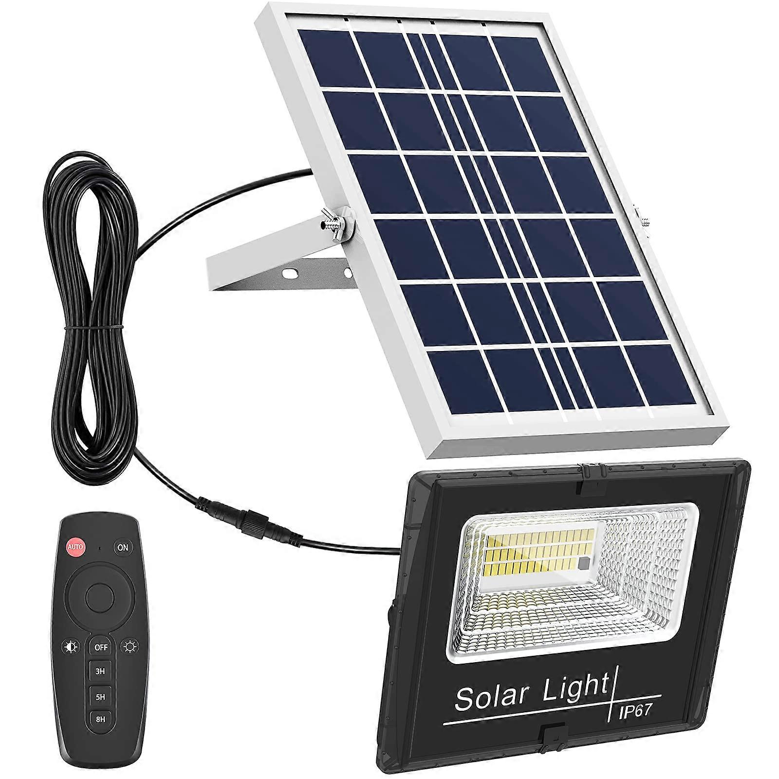 Solar Flood Light with Remote Control, Super Bright 800LM IP65 Waterproof Dusk to Dawn Outdoor Security Lighting