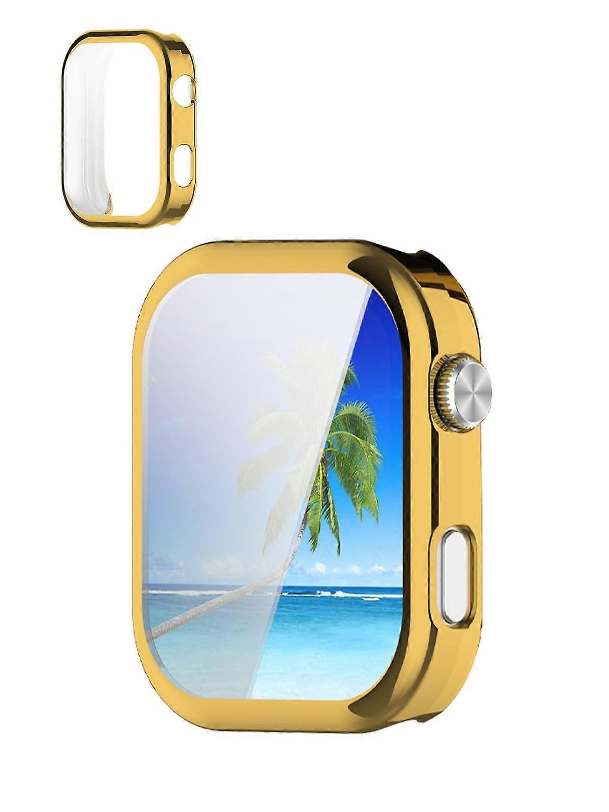 Case with Tempered Glass Screen Protector, Full Coverage TPU Bumper Gold for Redmi Watch 6
