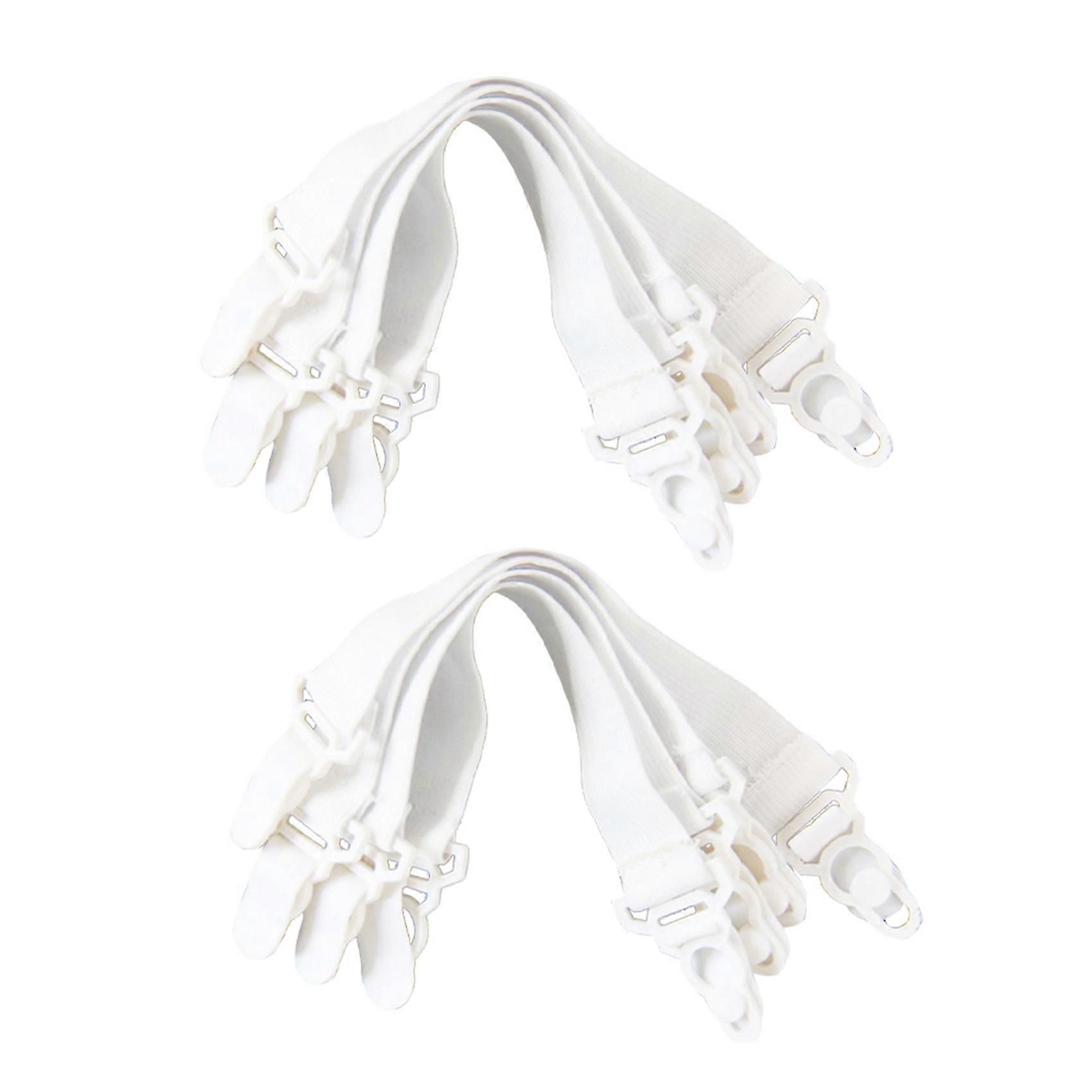 Set of 8 Elastic bedspread bed sheet bedspreads stretchers spanner straps strainer White