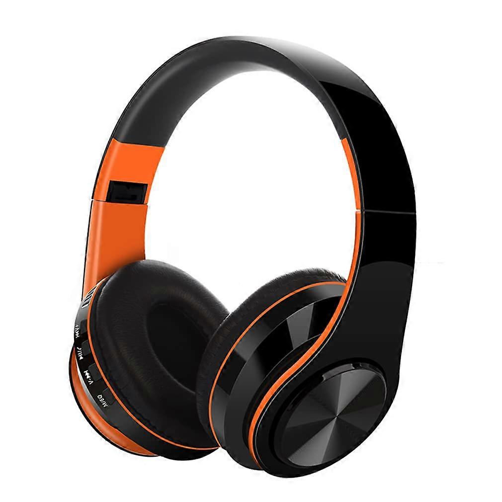 Wireless OnEar Bluetooth 5.0 Headphones Foldable Sport HiRes Audio Noise Canceling Microphone 10 Hours Playtime Orange