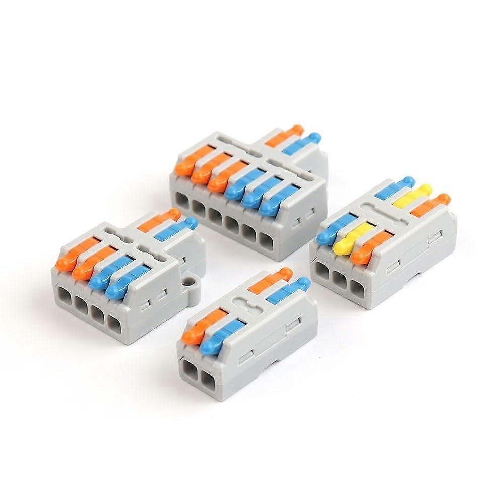 Quick Wire Connector 2/3 Pin Pushin Terminal Block with Fixing Hole, 1 In Multiple Out, 10 PCS