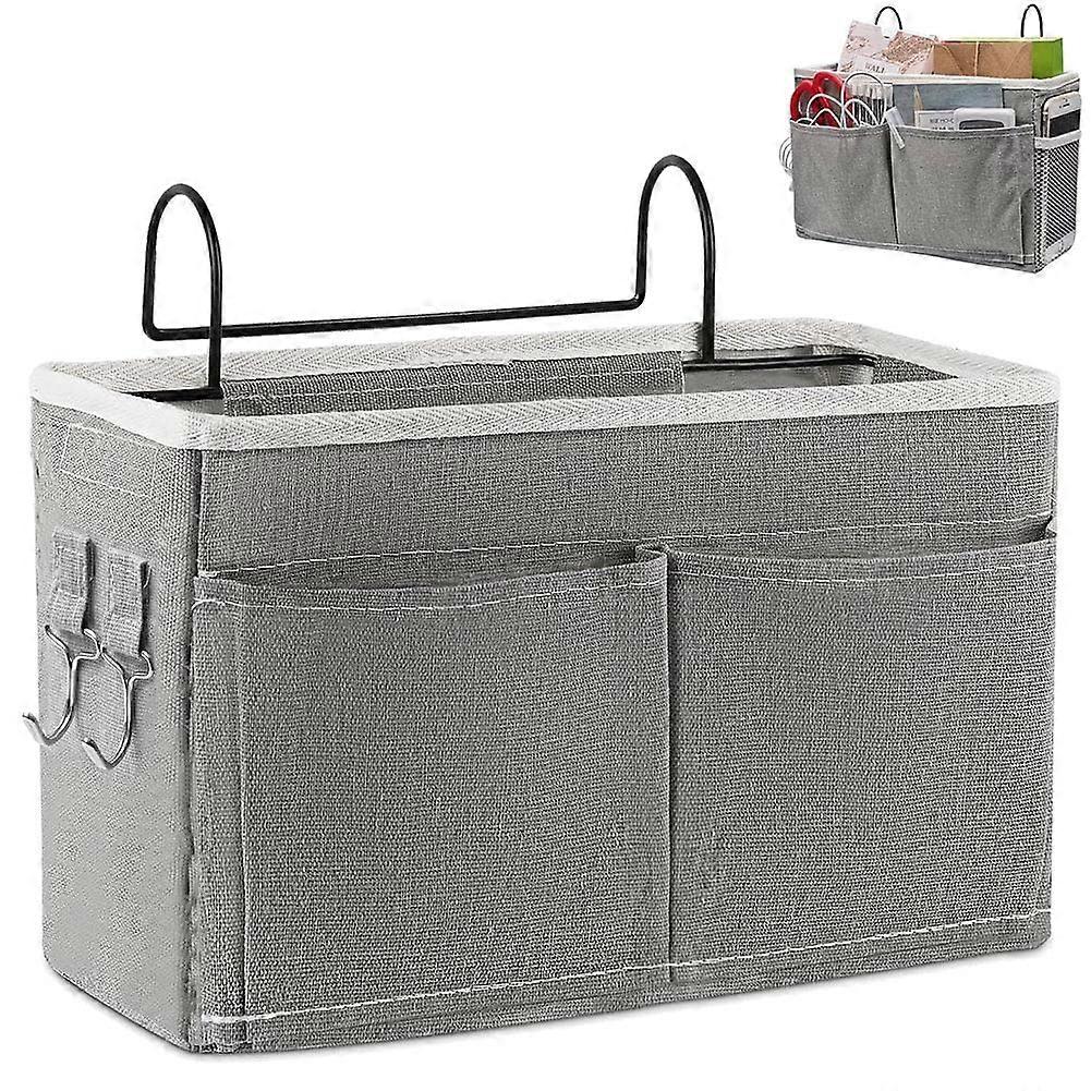 Bedside Storage Organizer Hanging Bedside Caddy for Bunk Beds Dorm Room Headboard Bed Rail Light Grey