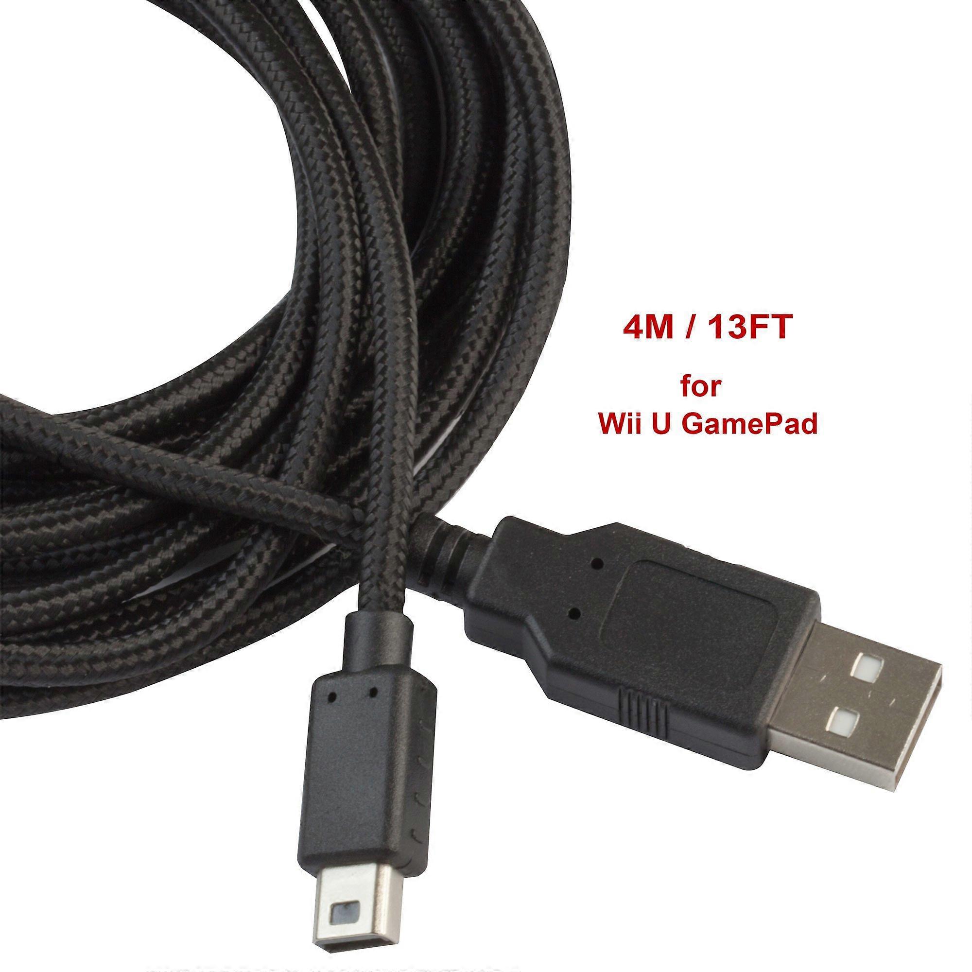 Extra Long 4m Braided Charging Cable for Wii U GamePad with Durable Tangle Design