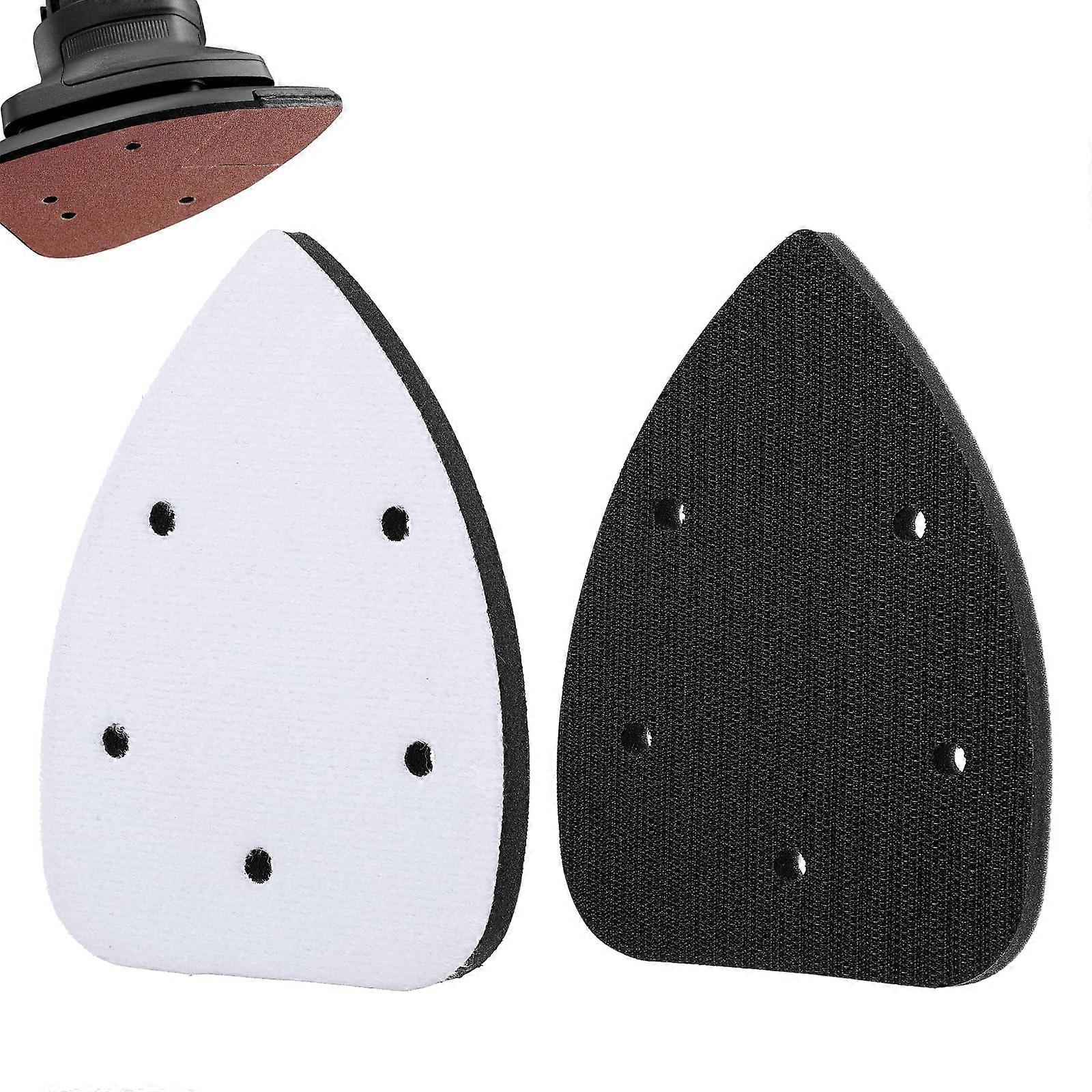 2PCS Triangular Mouse Sander Pads with 5 Holes Foam Interface for Precision Corner Sanding