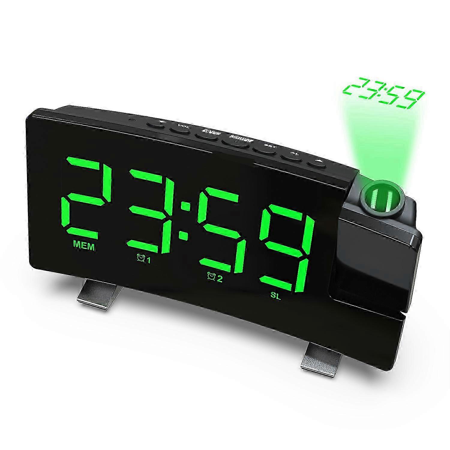 Projection Alarm Clock, Digital Clock With 180 Rotatable Projector, 3-level Brightness Dimmer,
