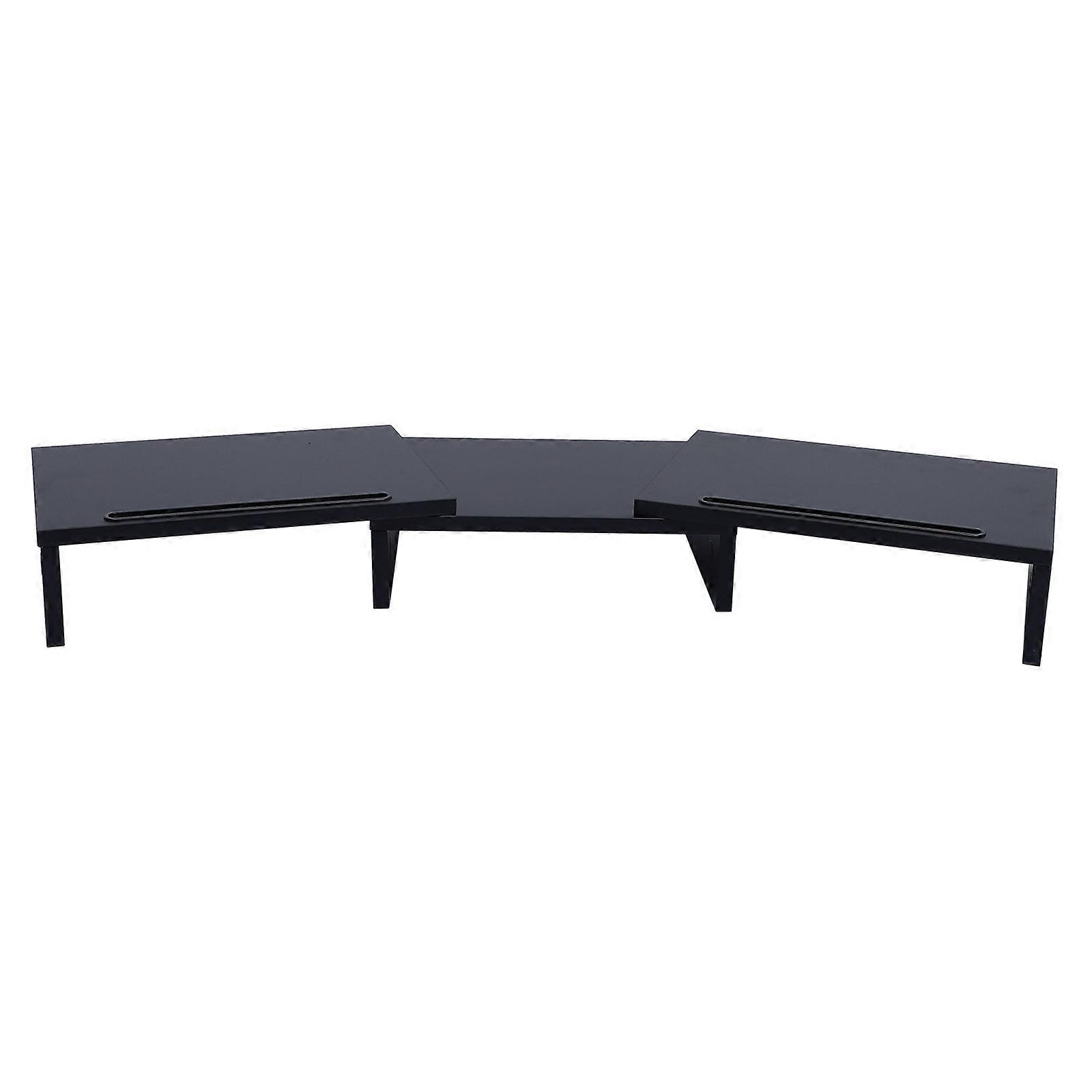 Black Monitor Riser Desktop Storage Rack Organizing Solution For Home Use Featuring A Retractable Design 1Pack