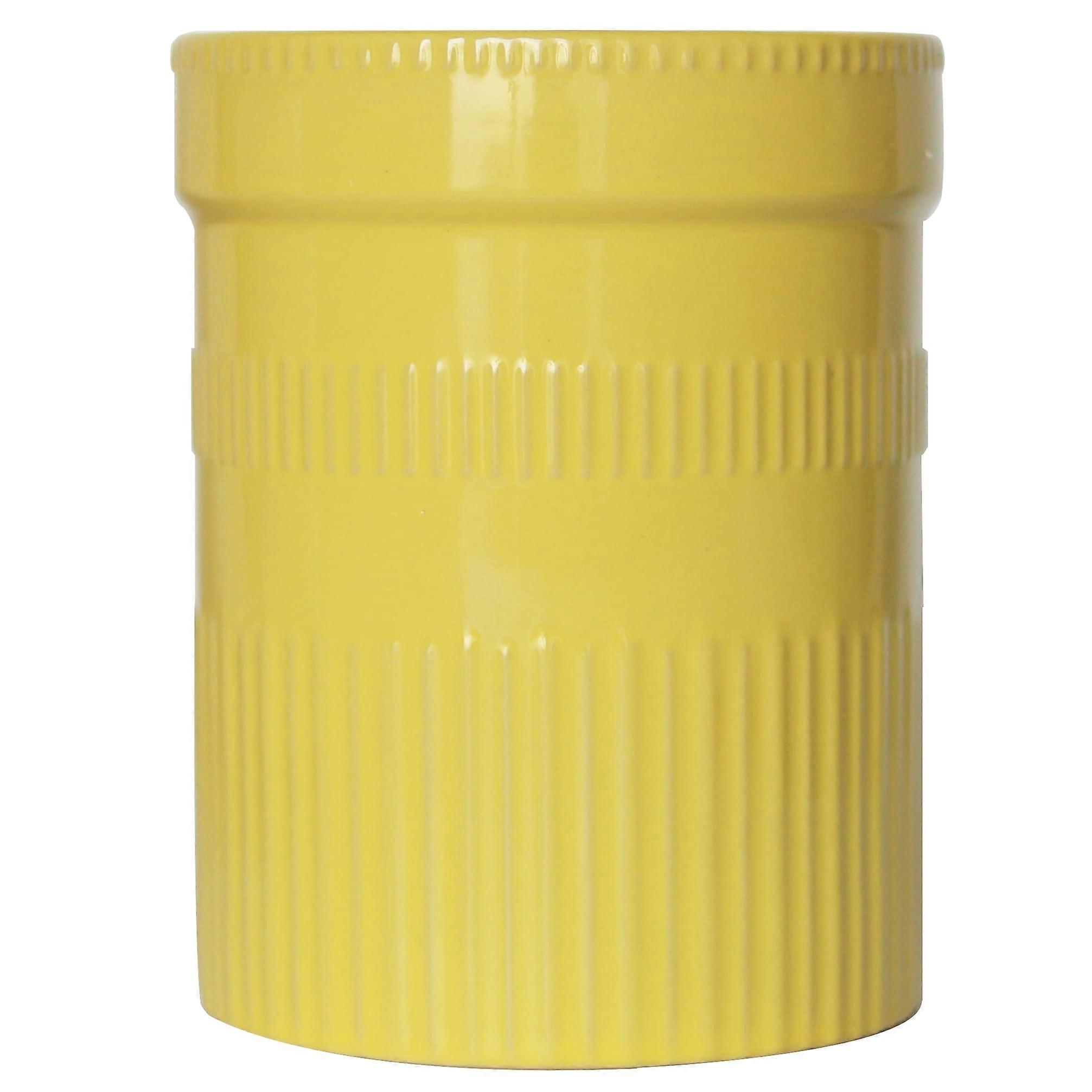 Large Yellow Ceramic Kitchen Utensil Holder, Modern Countertop Organizer with Generous Capacity and Durable Design