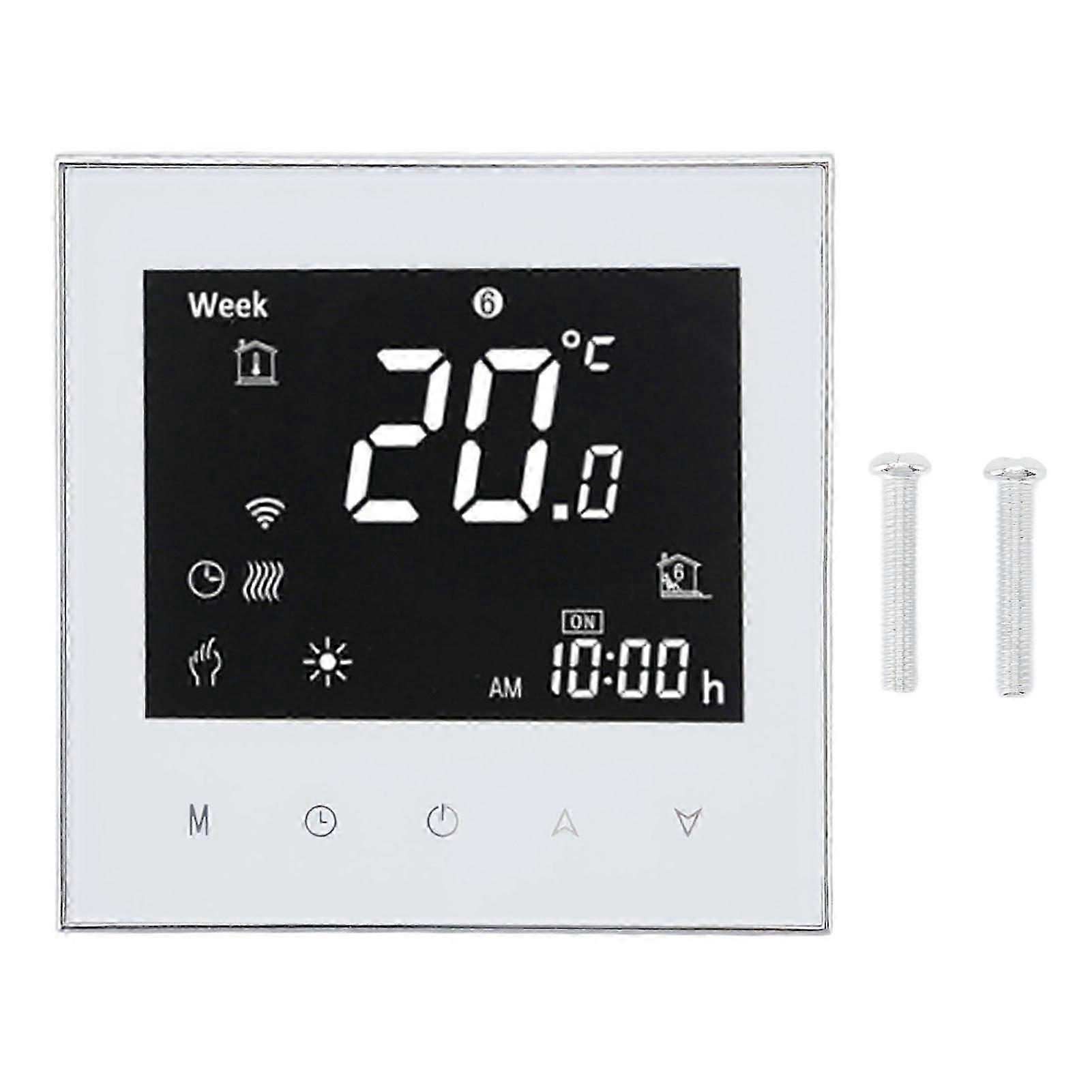 Smart Boiler Heating Thermostat WIFI APP Voice Control LCD Touch Screen Programmable White 95240V