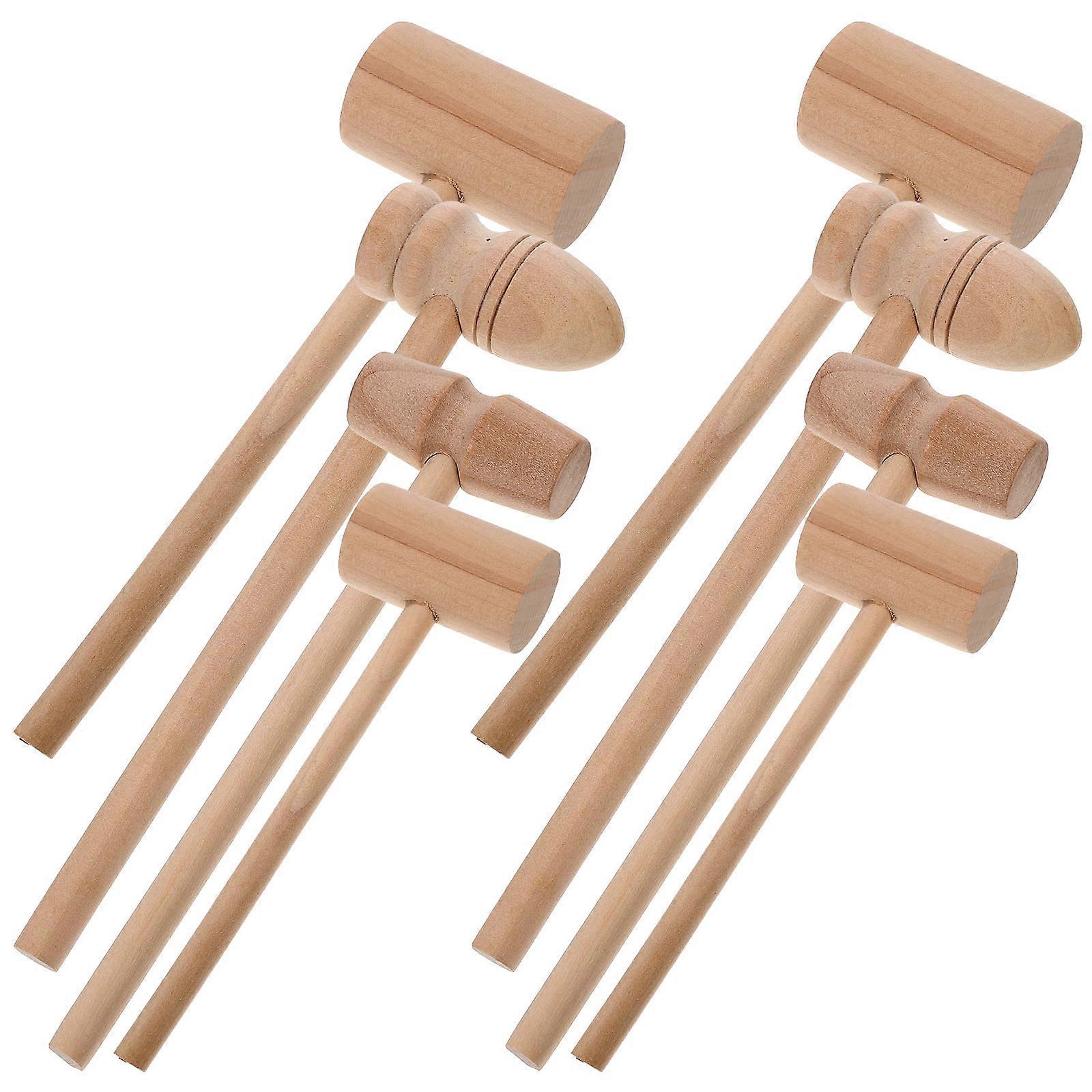 Light Brown Wooden Hammer Easter Egg Hammer for Kids 8Pcs