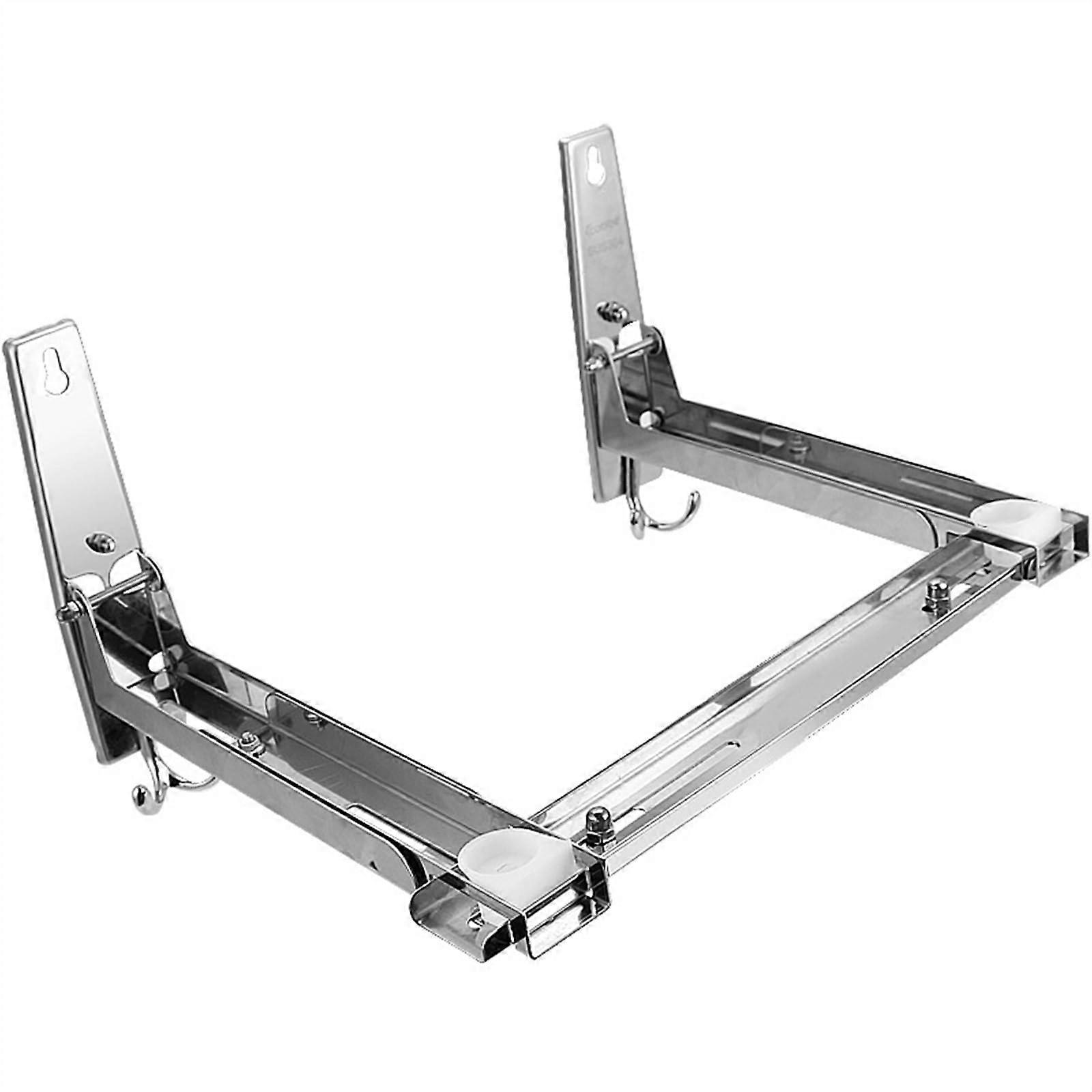Adjustable Stainless Steel Microwave Wall Mount Bracket with Foldable Arms for Space Saving Kitchen