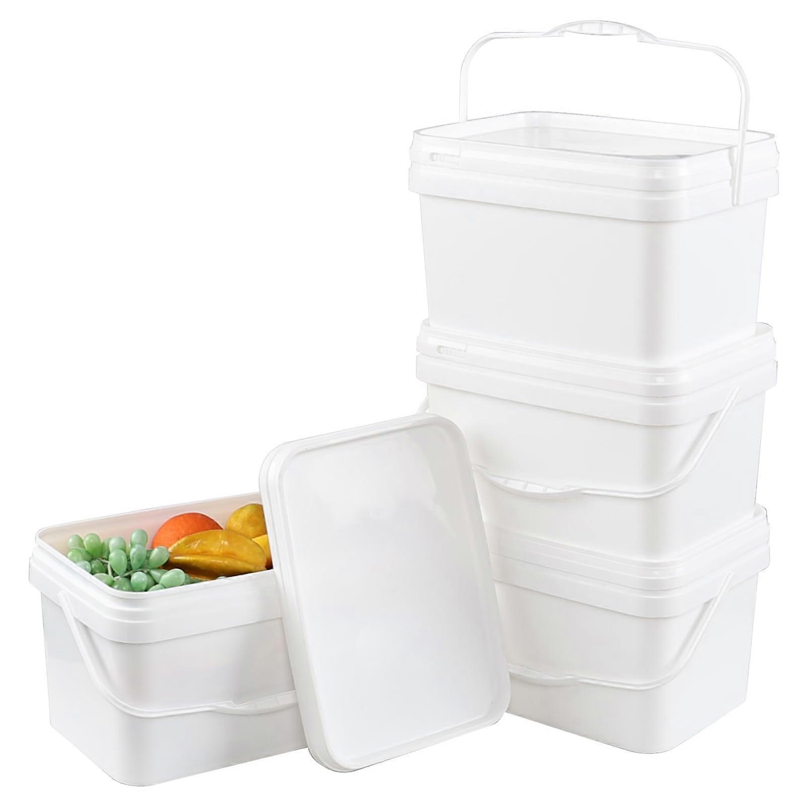 2.6 Gallon Food Grade Plastic Storage Bucket with Sealed Lid and Handle, Stackable Rectangular Design Ref:1045