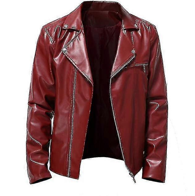 2026 Men's Multifunctional Lapel Motorcycle Jacket Black/red