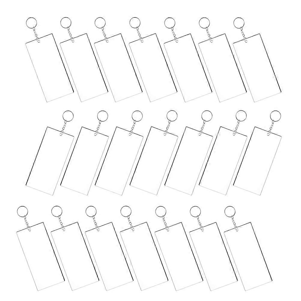 Acrylic Keychain Blanks Rectangular DIY Keychains for Crafting 5Sets White