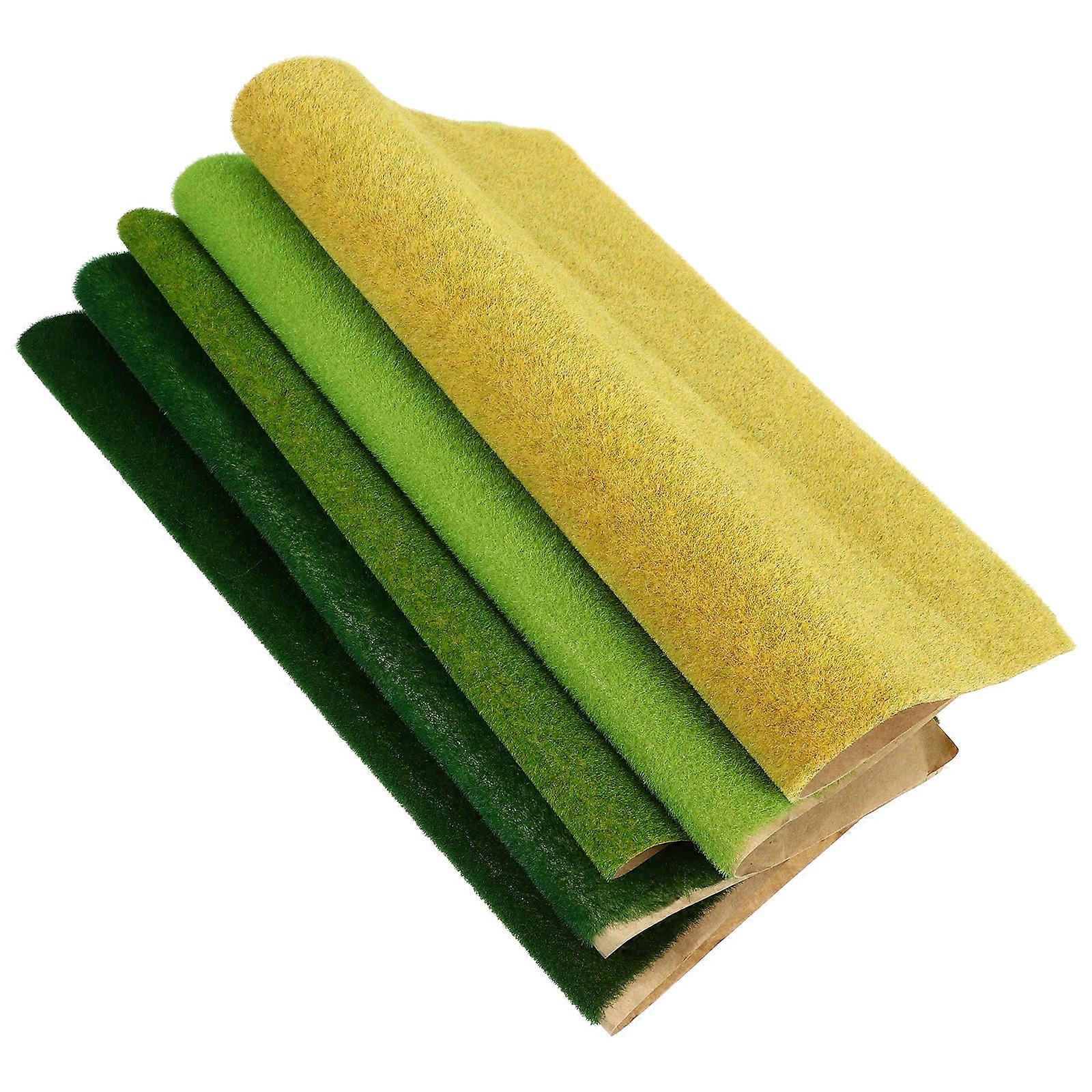 Fake Grass Mat Sand Table DIY Model Turf Paper Material 5Pcs Kit
