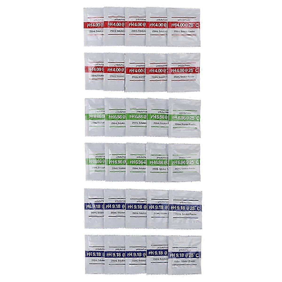 26-27 30Pcs PH Powder Solution Buffer Calibration Sachet PH4.00/ PH6.86/PH9.18 PH Calibration Solution Packets