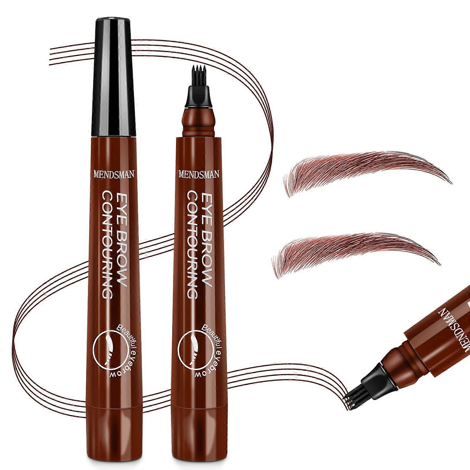 Microblading Eyebrow Pencil with Four Fork Tip, Waterproof Long Lasting Brow Pen Red Brown