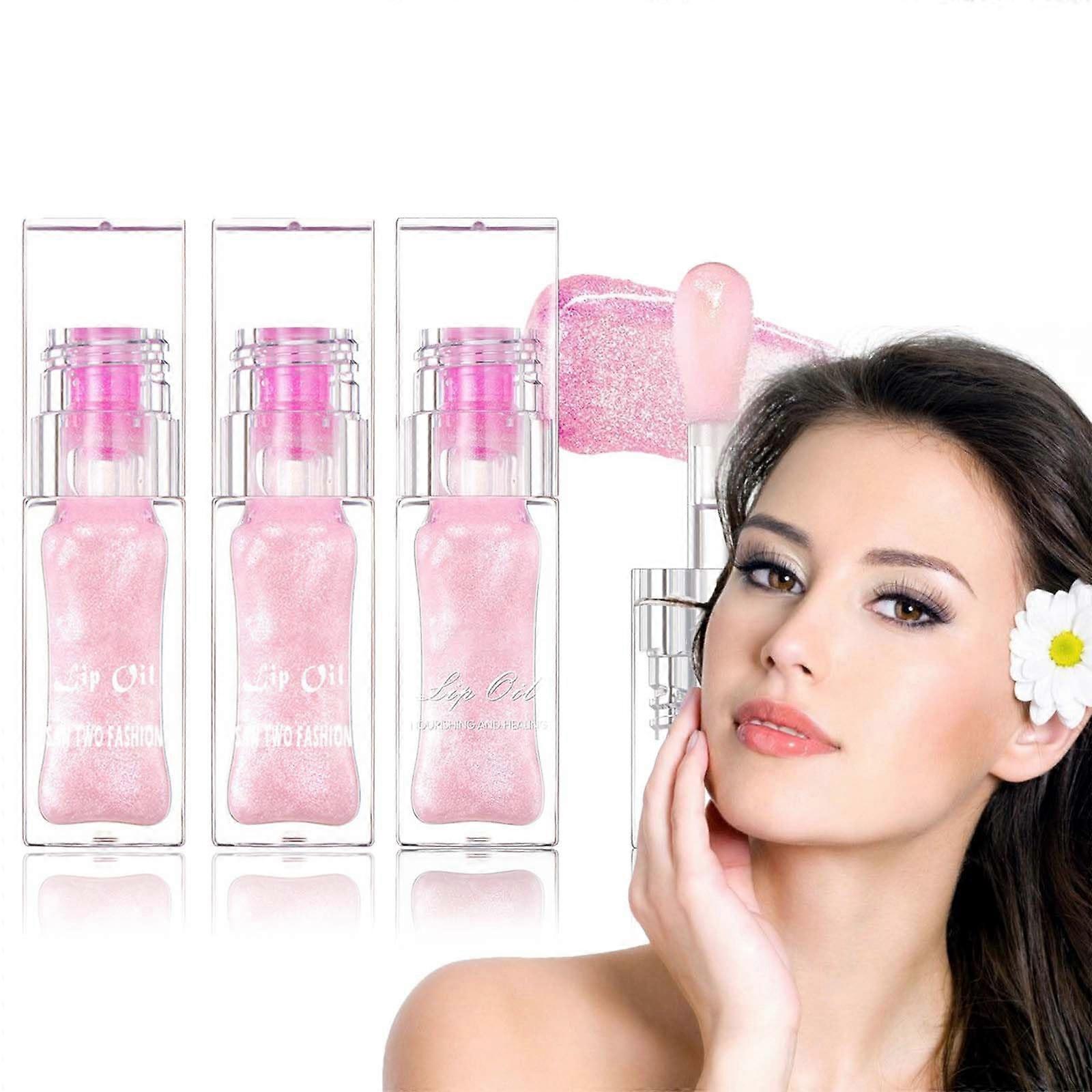 Color Changing Lip Oil 3pcs Set with Magic Formula for Long Lasting Moisturizing Gloss