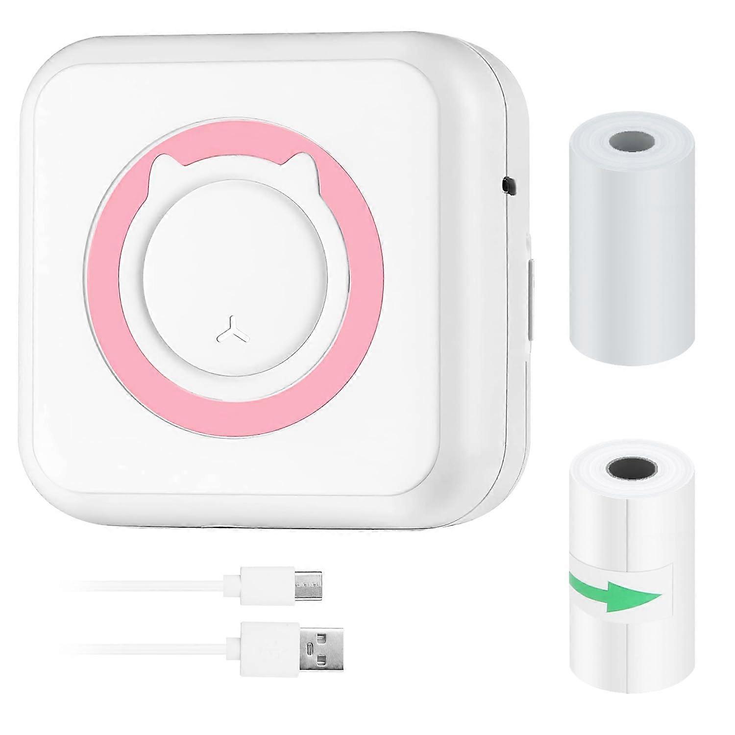 Thermal Printer Mini Wireless Pocket Photo Label Maker Rechargeable Inkless Printing Pink