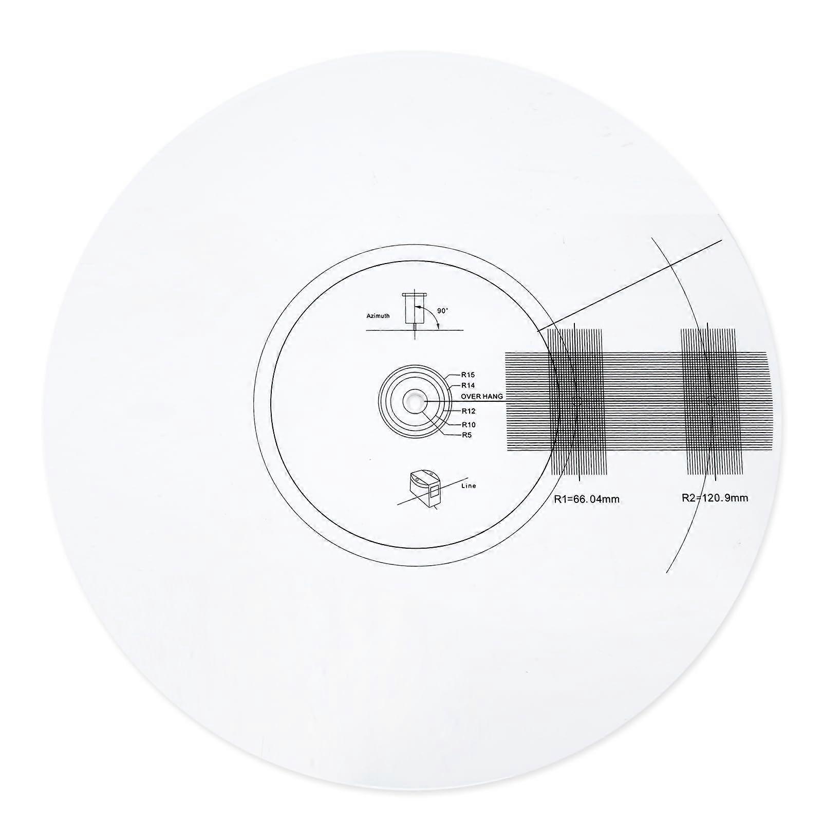 Turntable Cartridge Alignment Tool Acrylic Protractor with Dual Points for Precision Vinyl Setup White 12IN