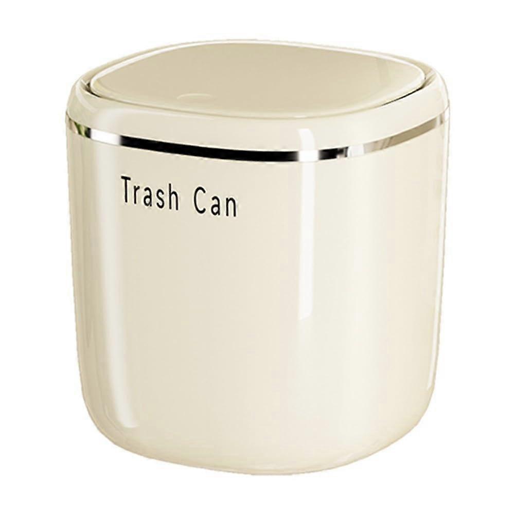 Desktop Trash Can with Push Lid, Compact SpaceSaving Waste Bin for Home Kitchen Office, White