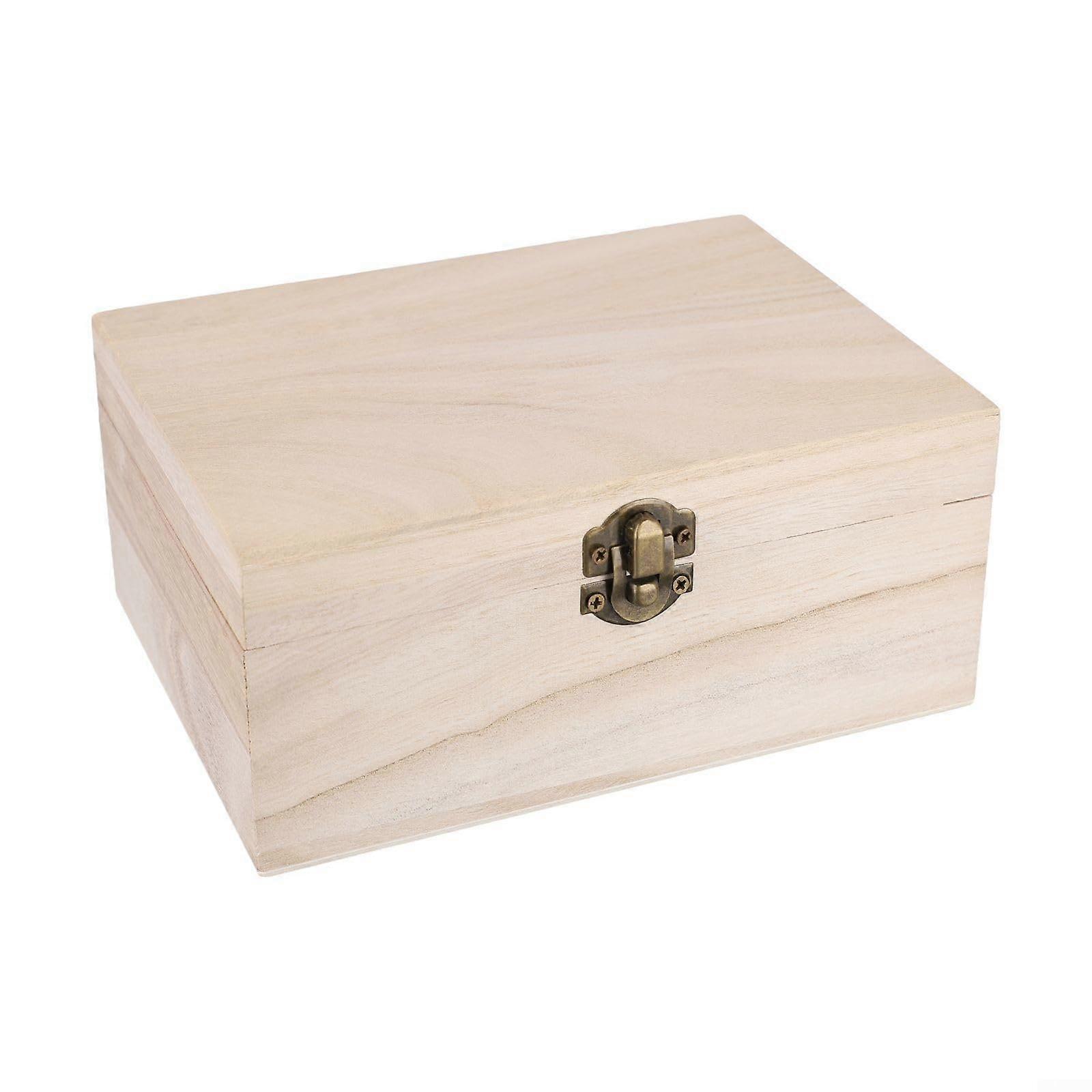Large Wooden Storage Box with Hinged Lid and Lock,  Keepsake Craft Box S/M/L Sizes