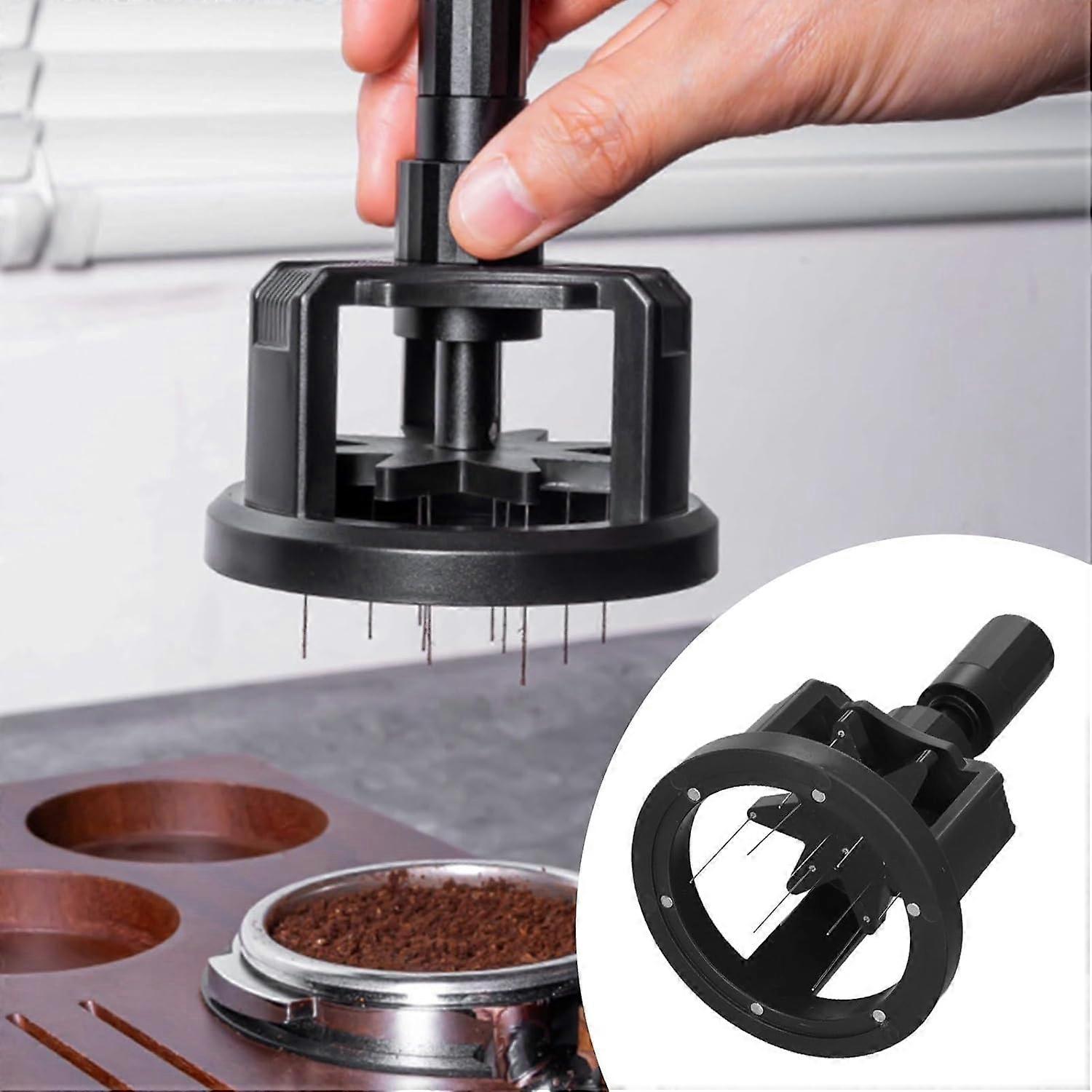 53mm Adjustable Espresso Distribution Tool with 10 Needle Stirrer for Even Coffee Extraction