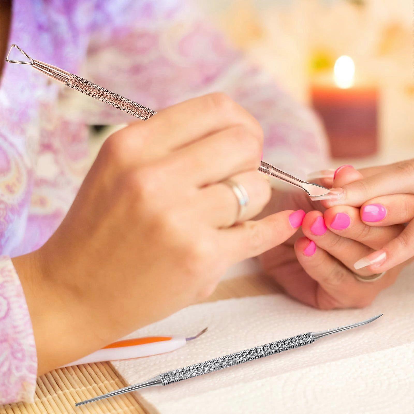 2 Pcs Nail Push Art Supplies Cuticle Tools Cleaning Pusher Scraper Putter