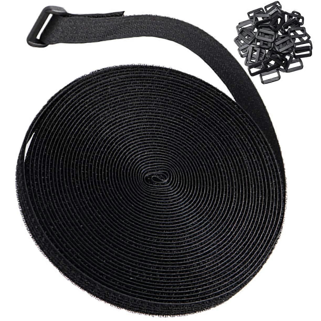 Cable Management Straps with Buckle, Adjustable Reusable Hook and Loop Cord Organizer for Home and Office