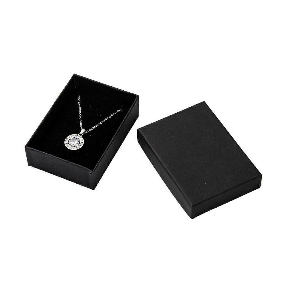 Cardboard Necklaces boxes with Sponge inside Rectangle Black 9x6.5x2.8cm