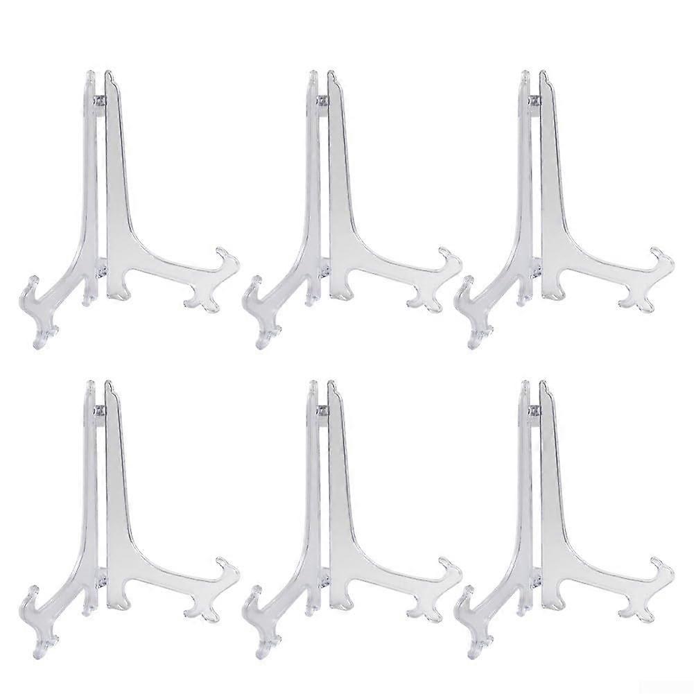 Clear Foldable Plastic Display Easel Stand 6 Inch Adjustable Plate Holder for Artwork and Photos