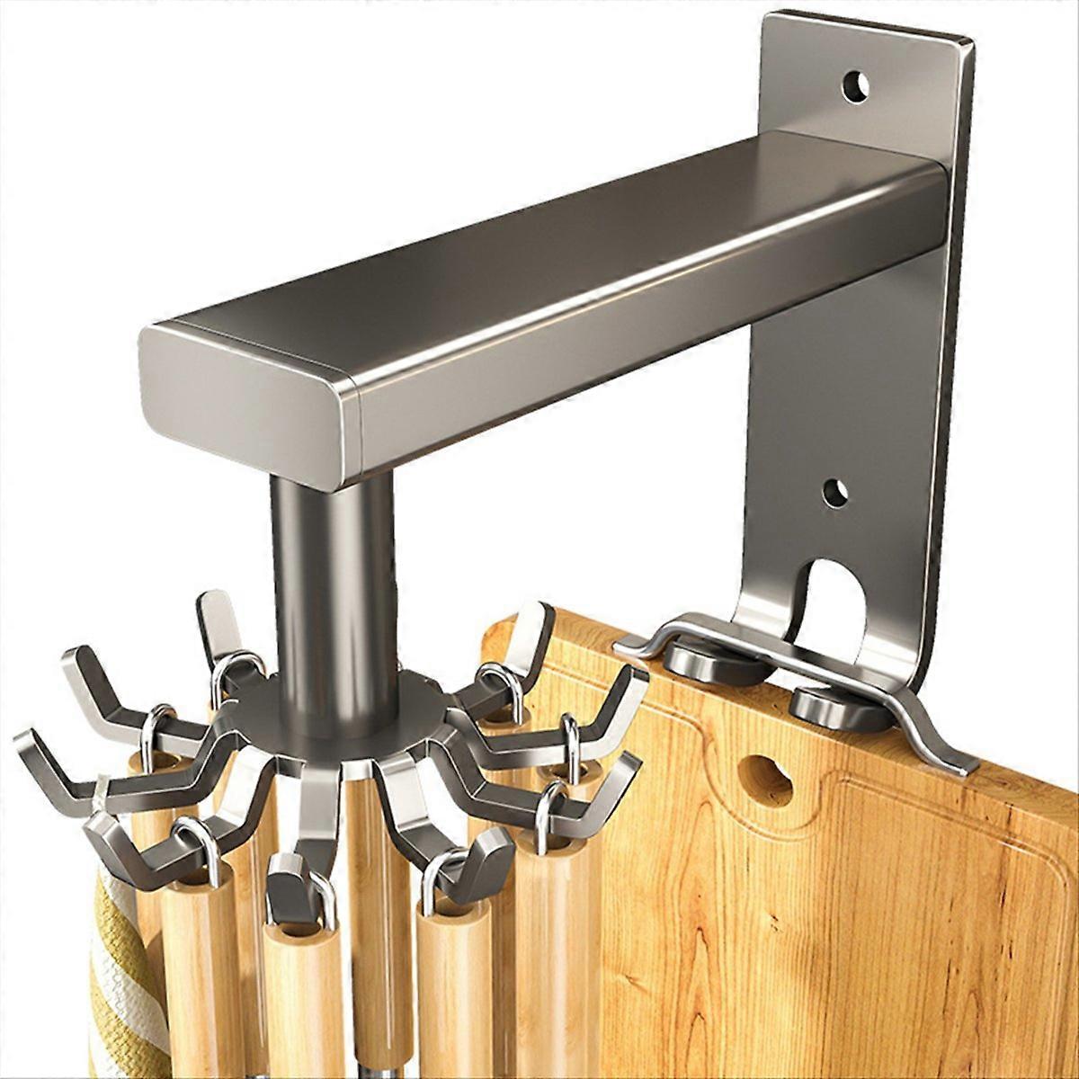 Wall-Mounted Kitchen Rotary Hook Rack,Aluminum Storage Hanger