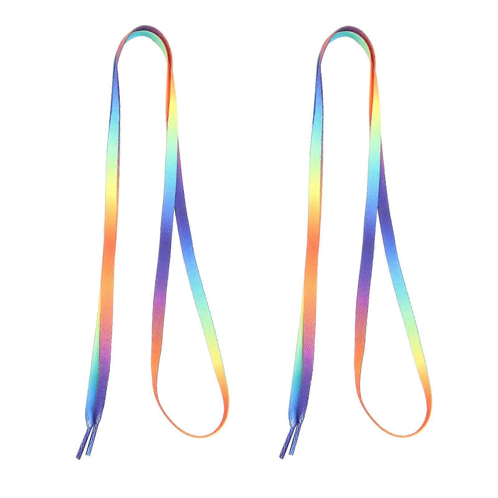 1 Pair Colorful Gradient Pattern Flat Canvas Shoe Lace Elastic Sneakers Laces