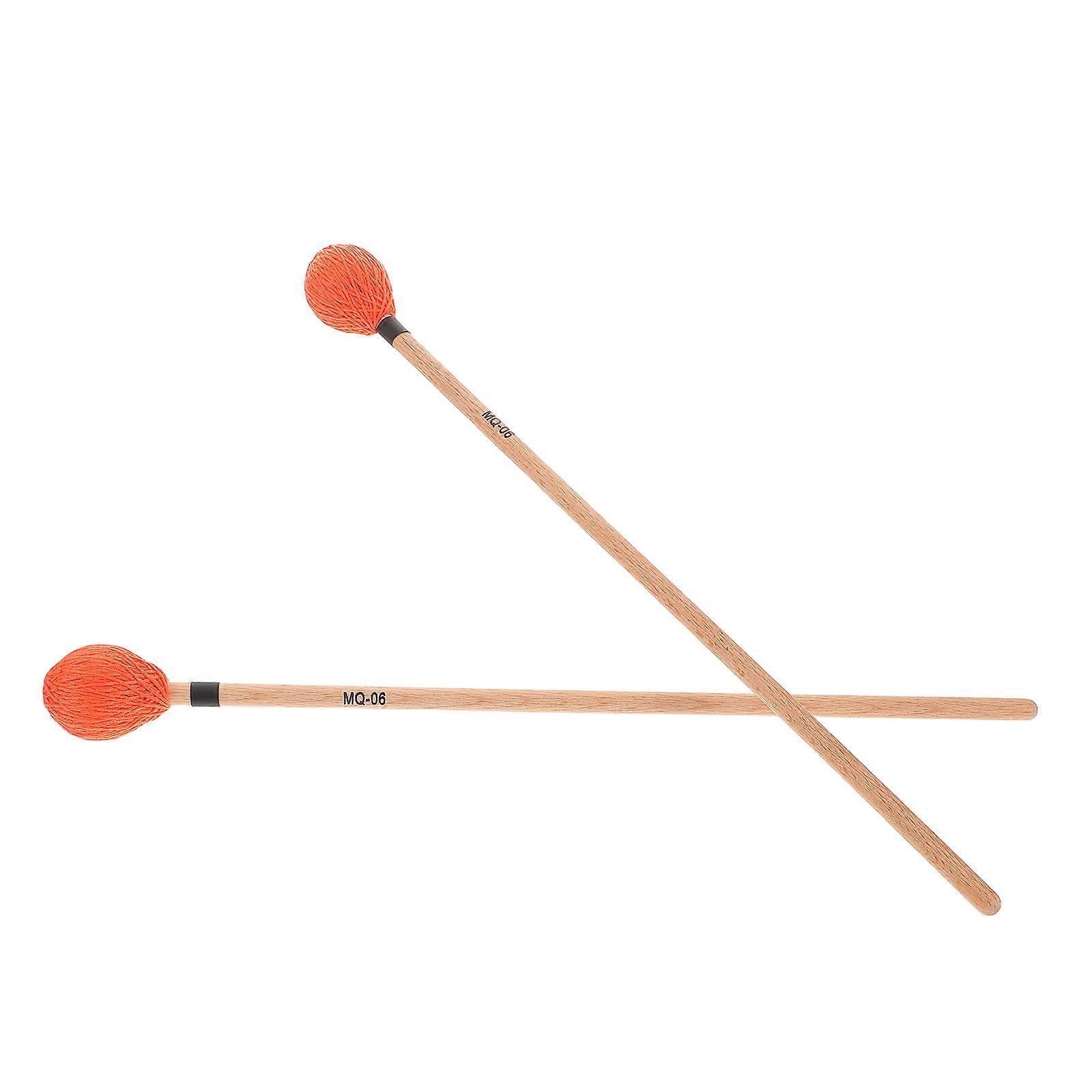 Marimba Mallets Wood Handle Designed for Drum Use 1Pair with Yarn Wrapped Heads