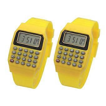 Montre-calculatrice pour enfants, jaune, lot de 2, appareil de calcul portable
