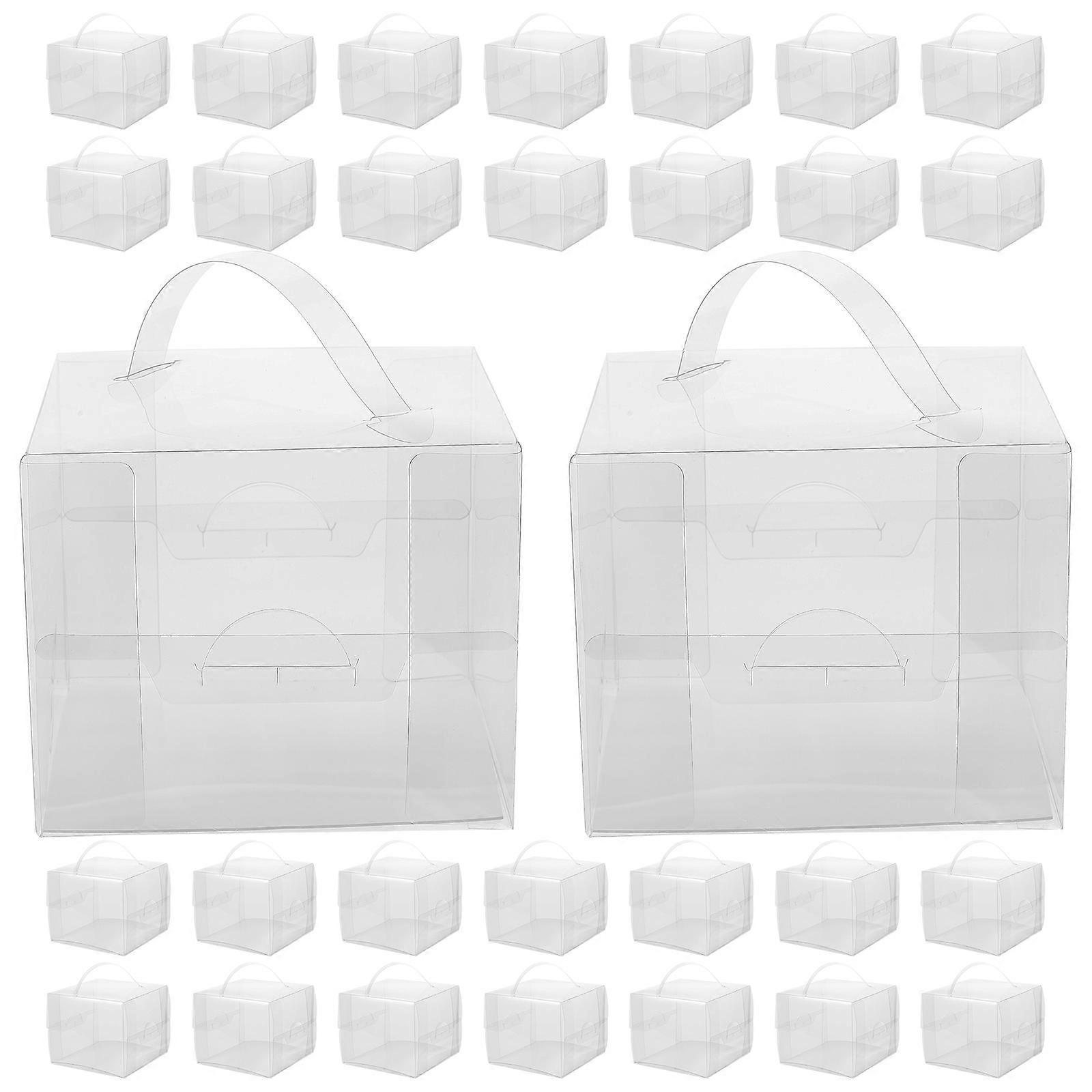Portable Cake Boxes Transparent Cake Boxes with Handles for Storage 10Pcs