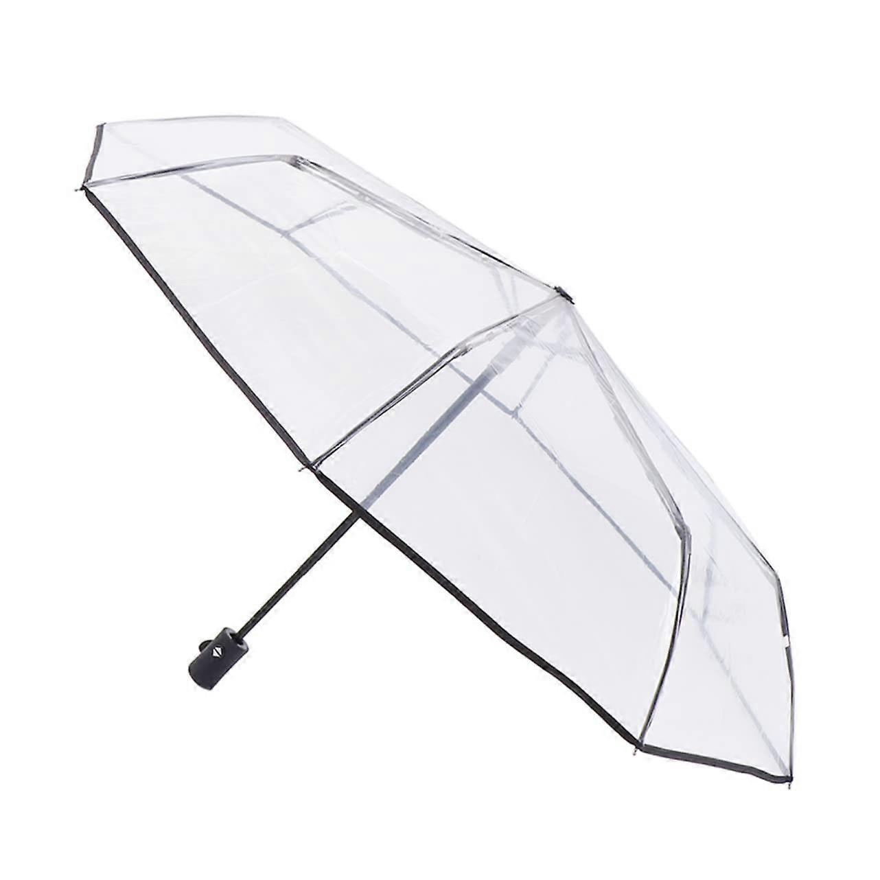 Automatic Transparent Folding Umbrella with OneTouch Open Close, Windproof Compact Travel Design