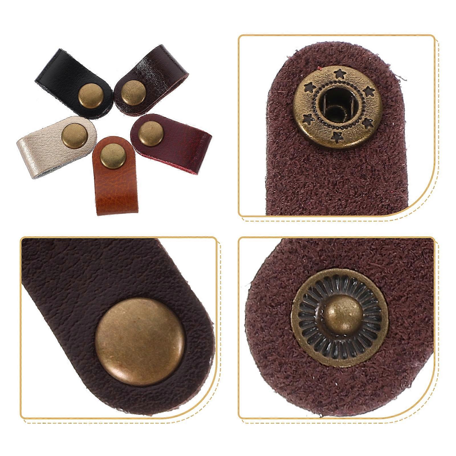 Leather USB Cord Organizer Data Cable Keeper Charging Cable Wrapper with Snap Button (Mixed Delivery)