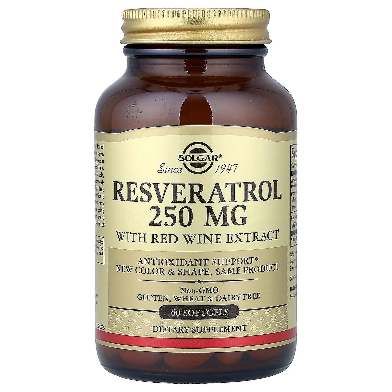 Solgar, Resveratrol, 250 mg, 60 Softgels
