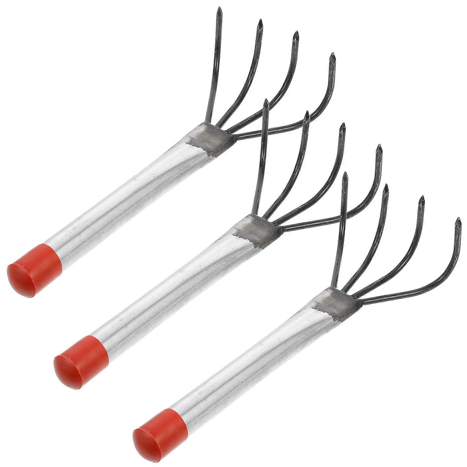 Garden Rake Four Claw Digging Rake for Earthnut Digging 3Pcs Steel Tools