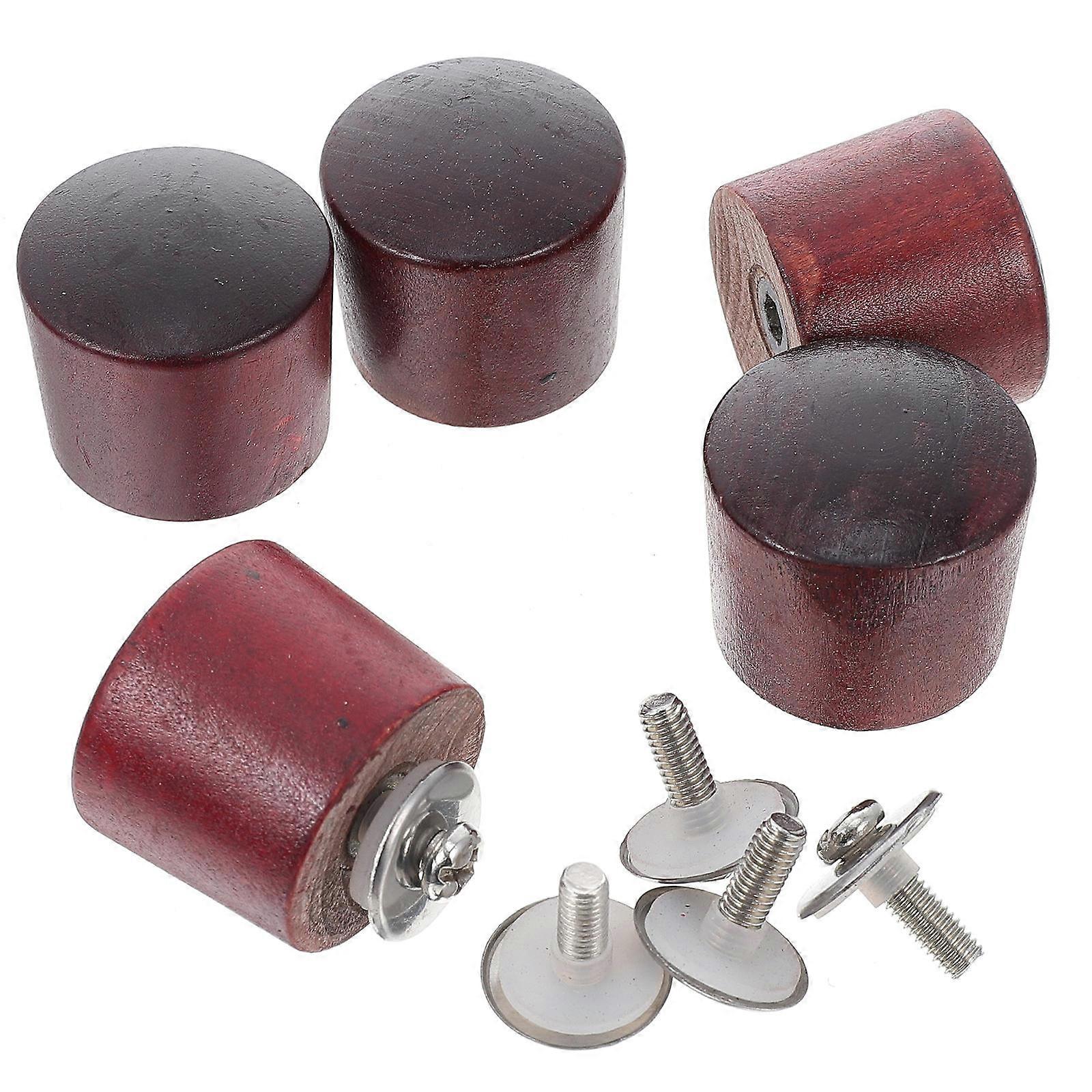 Dark Red Wood Pot Lid Handle for Kitchen 5Sets Heat-Resistant Cookware Knobs