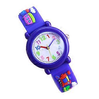 3D-Armbanduhr für Kinder, 1 Stück, lila Cartoon-Armbanduhr