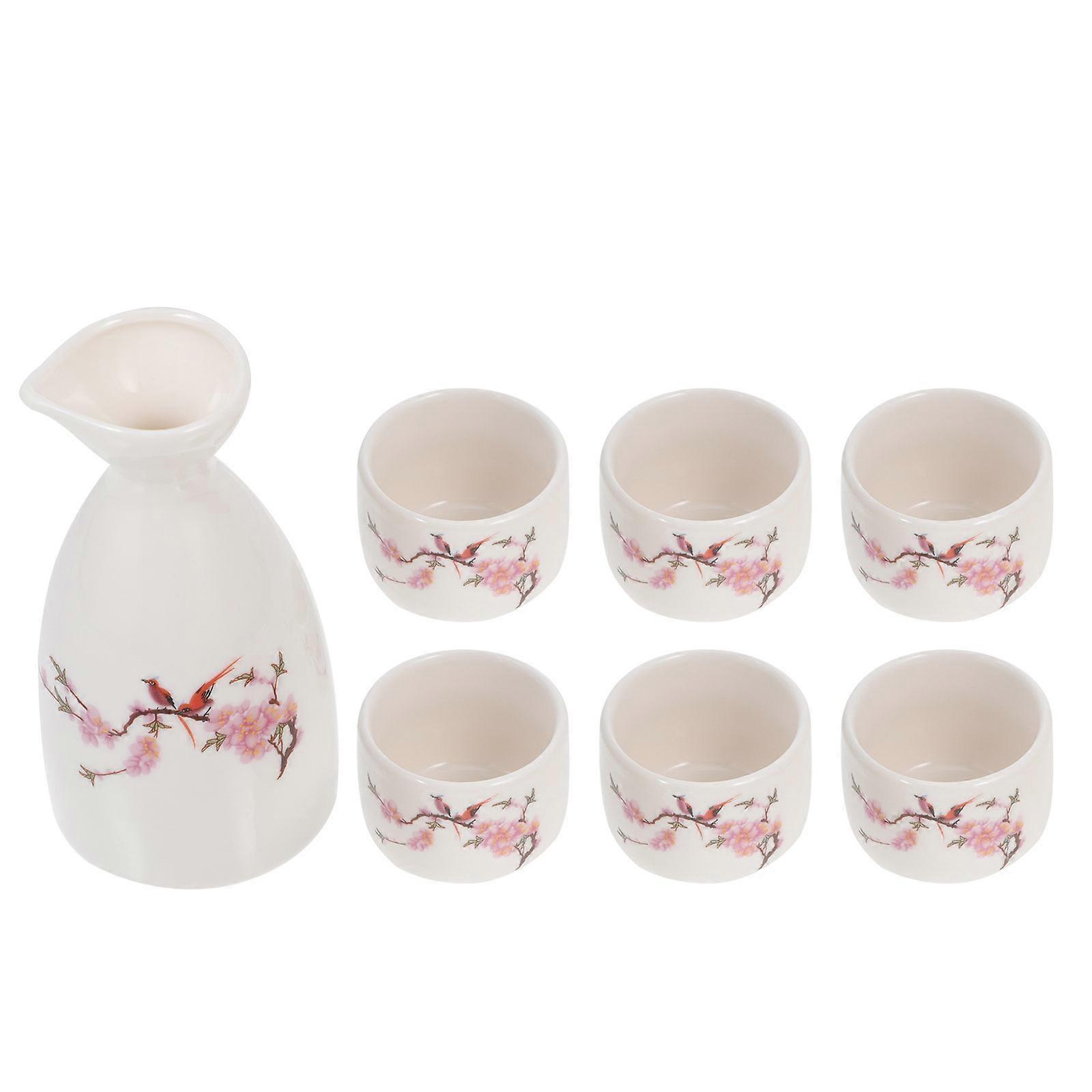 Japanese Style Ceramic Sake Pot for Serving with Cups
