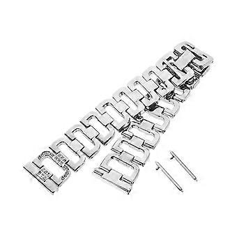 Silver Watchband Stainless Steel Inlaid Diamond for 1Pcs 2