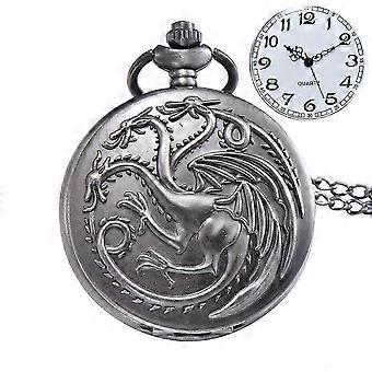 Vintage Bronze Drache Game of Thrones Männer Quarz Taschenuhr Anhänger Halskette