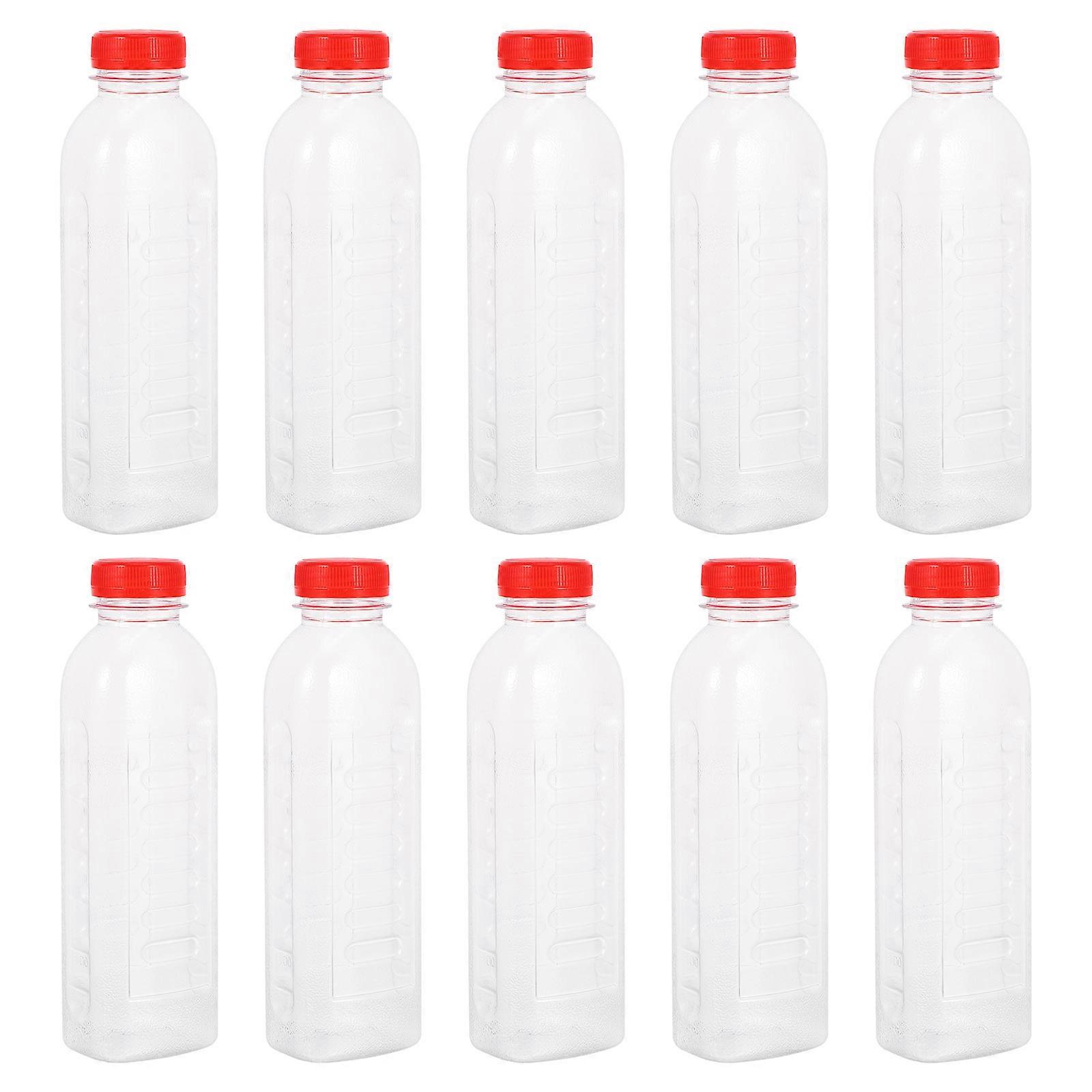 10Pcs 500ml Disposable Plastic Empty Bottles Transparent Bottles with Scale