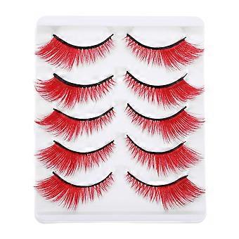 5 Pairs Manga False Eyelashes - Colored Curly Fairy artificial fiber Fake Lashes for Cosplay Halloween Party Stage Makeup Accessories