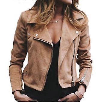 Women's Faux Leather Jackets Ladies Zip Up Motorcycle Moto Biker Short Outwear Slim Fit Coat
