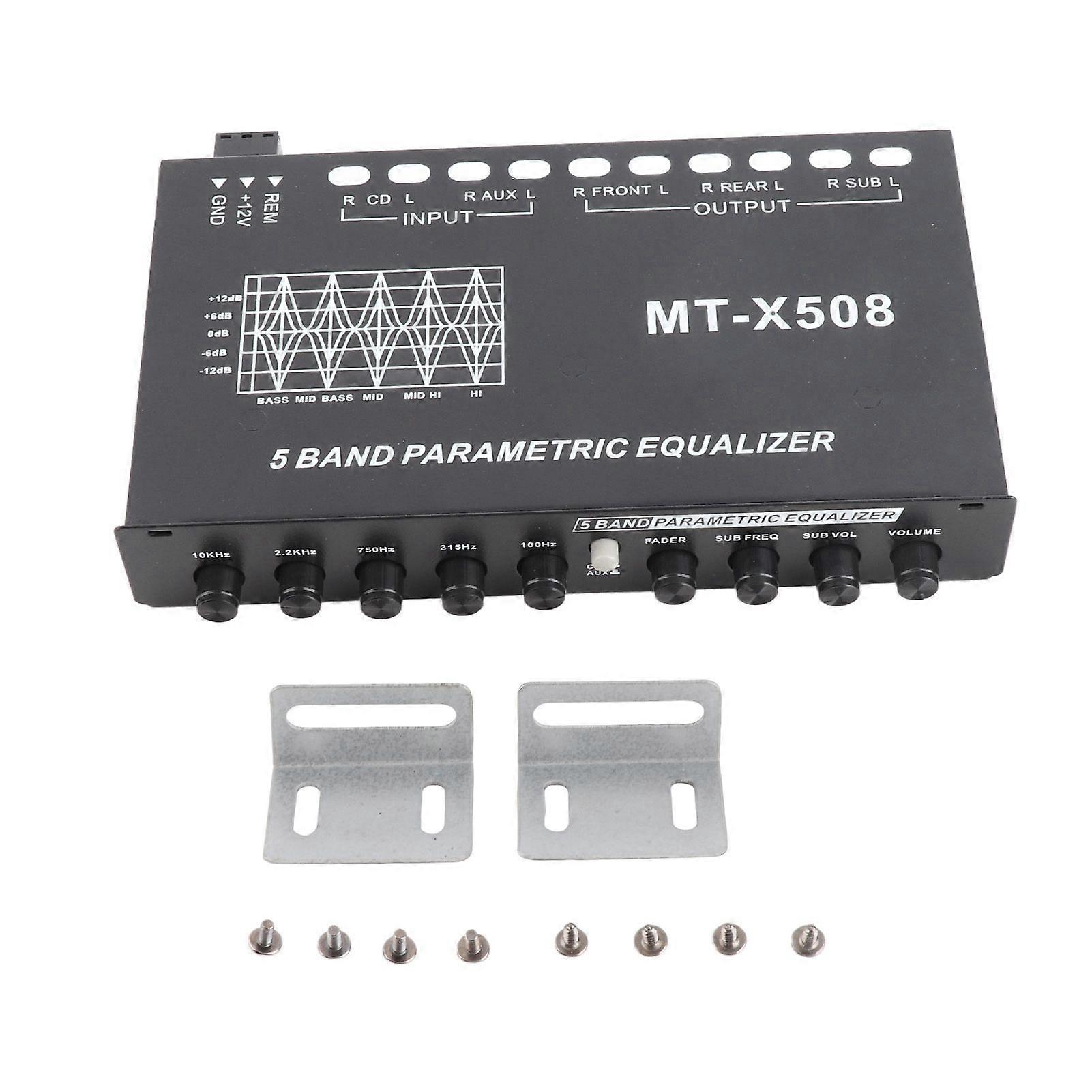 Car Audio Equalizer Adjustable 5 Bands Precise Tuning EQ Tuning Crossover Amplifier Graphic Equalizer